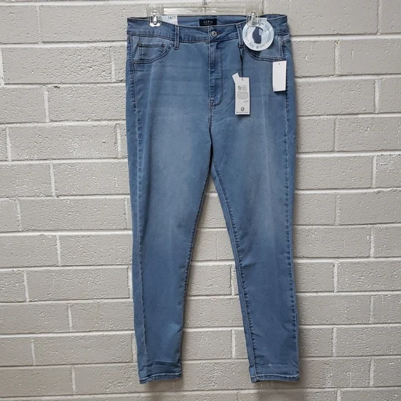 Curve Appeal Light Blue Women's Stretch Skinny Jeans - Picture 1 of 7